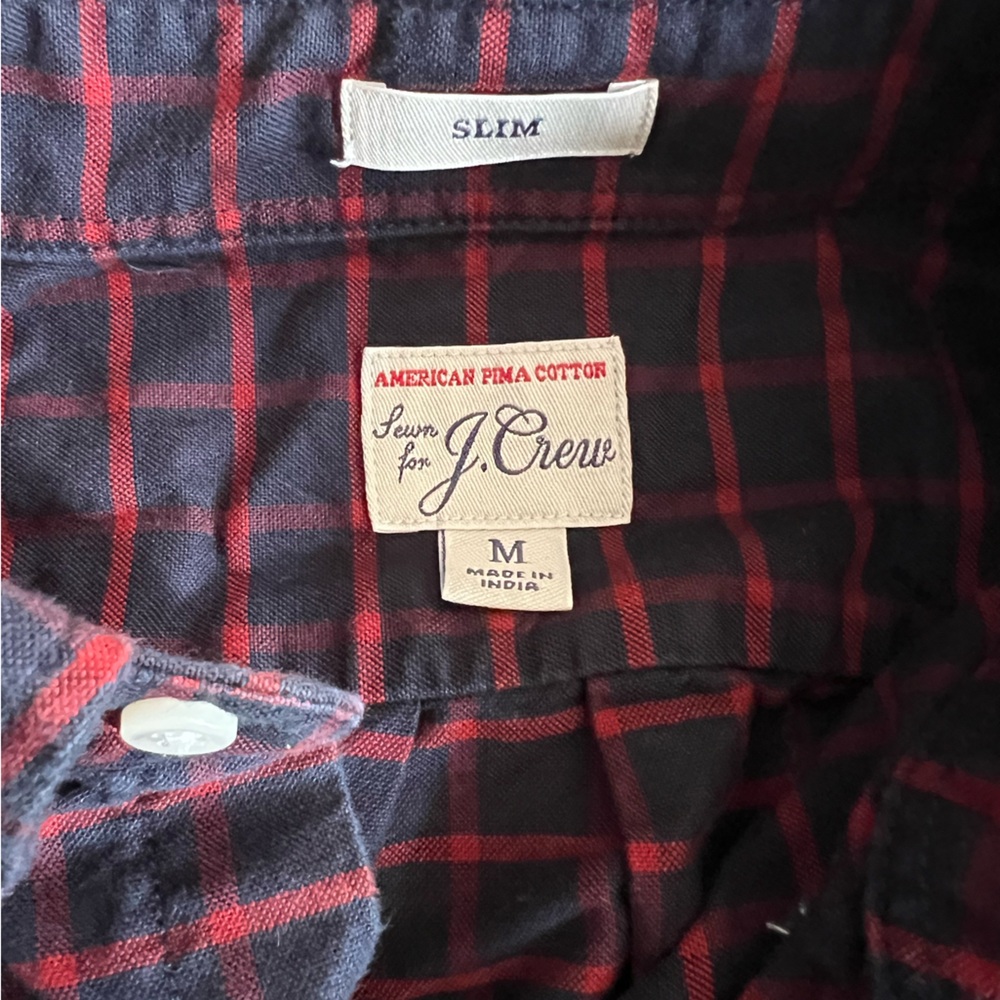 J. Crew Navy and Red Checkered Shirt